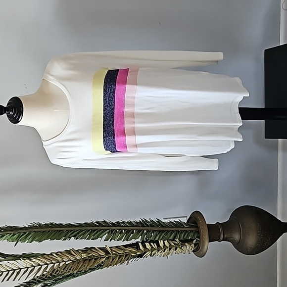 Maurices Off-White Knit Long Sleeve Multicolored Stripe Shirt NWT - Picture 2 of 15